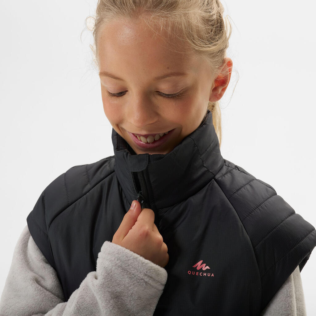 KIDS’ PADDED HIKING GILET - HYBRID AGED 7-15 - GREY