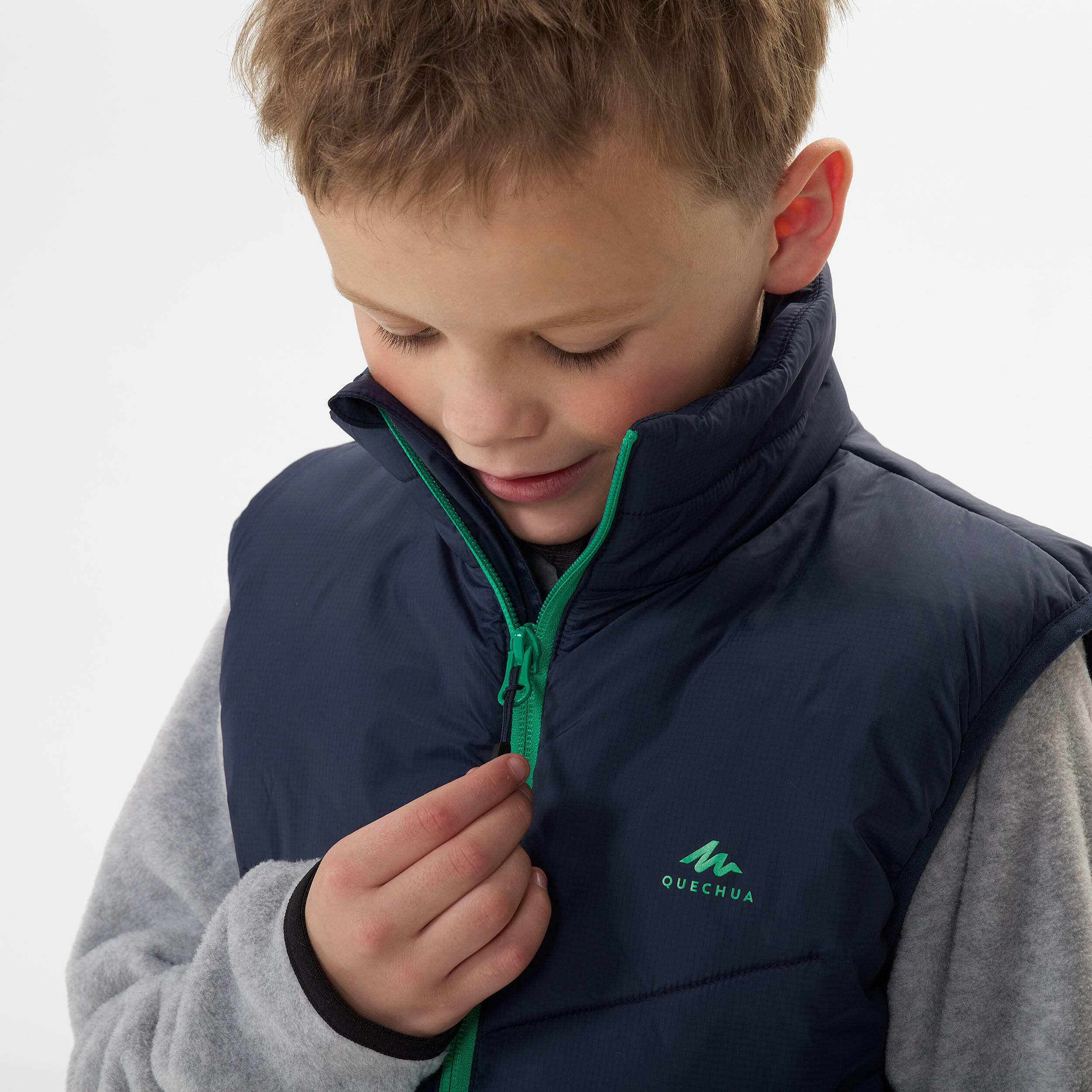 KIDS’ PADDED HIKING GILET - HYBRID AGED 7-15 - BLUE 5/7