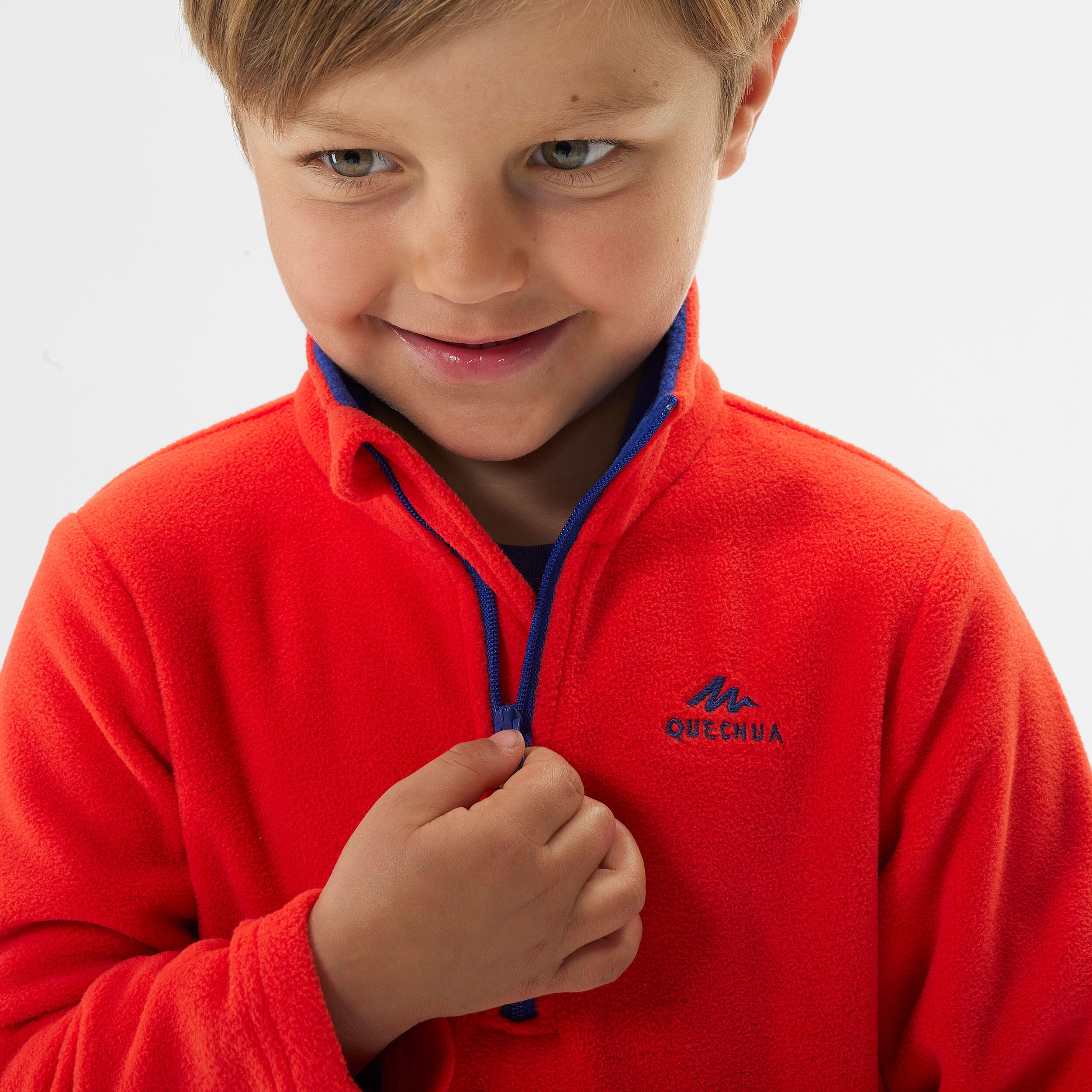 Sudadera de senderismo de forro polar roja para niños de 2 a 6 años MH100 6/22