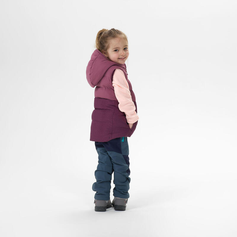 Dětská turistická prošívaná vesta fialová 2−6 let 