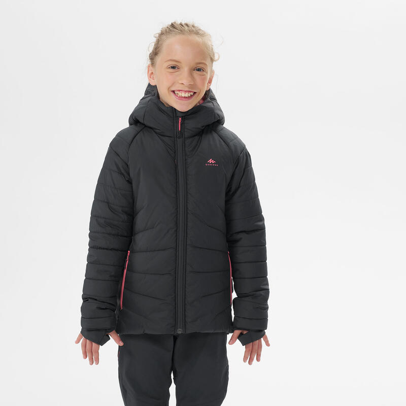 Wattierte Jacke Hybridjacke Kinder Gr. 122–170 Wandern - dunkelgrau 