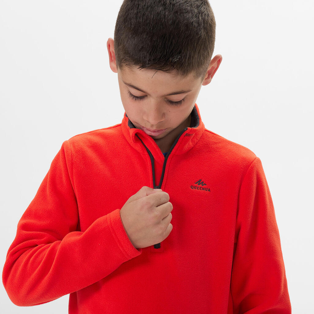 Polaire de randonnée enfant 7-15 ans, MH100 demi zip bleu