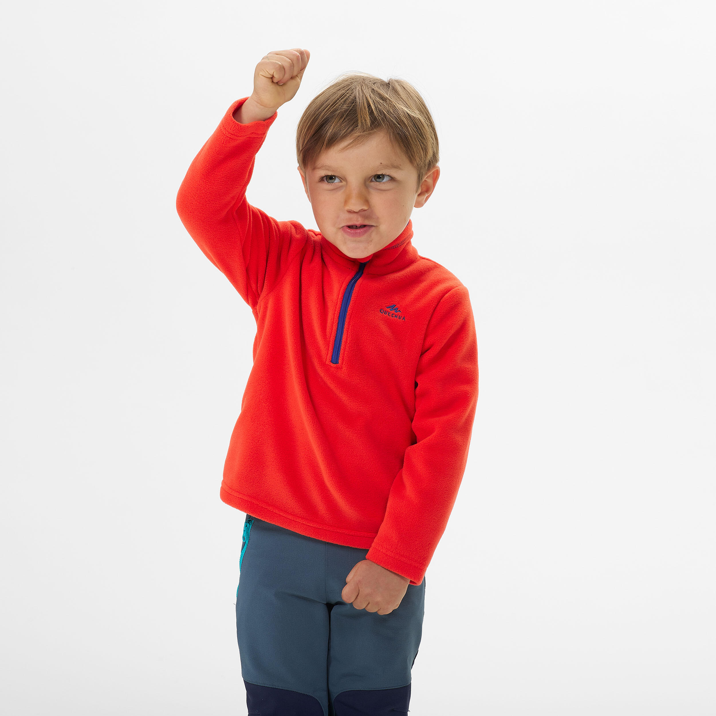 Sudadera de senderismo de forro polar roja para niños de 2 a 6 años MH100 8/22