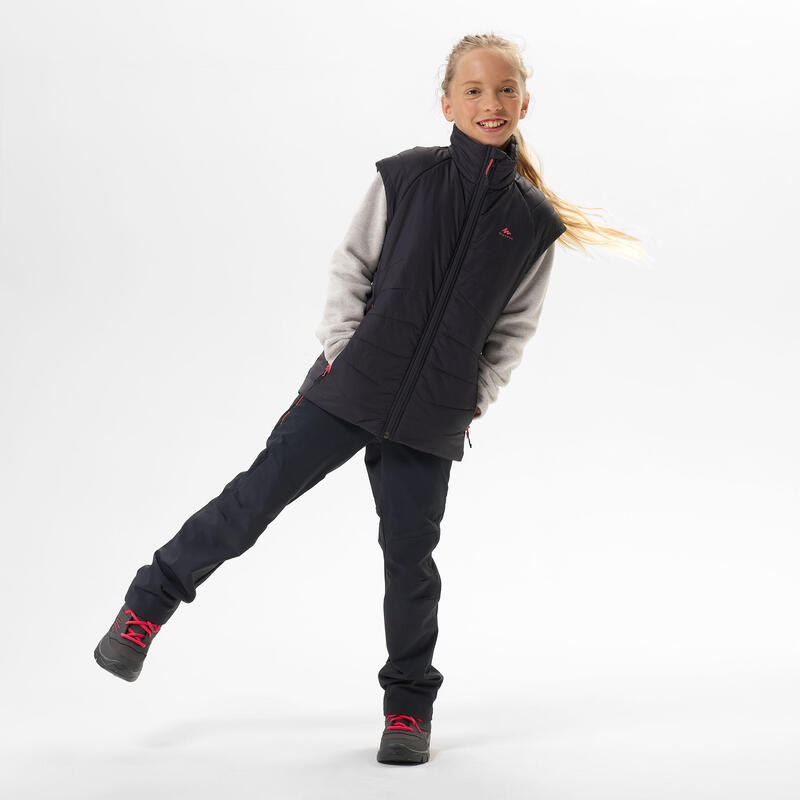 Hybride synthetische bodywarmer voor wandelen donkergrijs kinderen 7-15 jaar