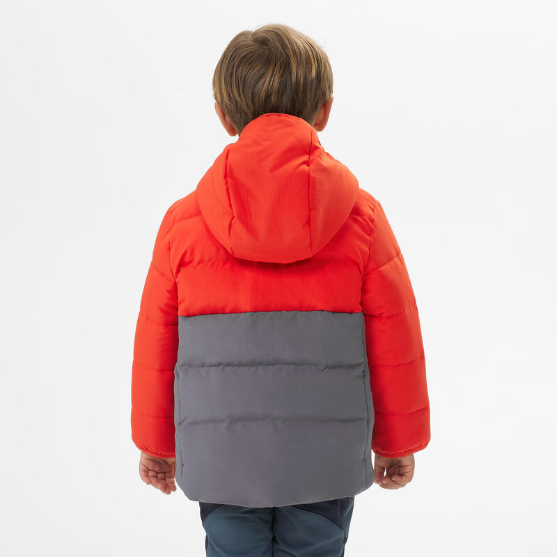Gewatteerde wandeljas oranje en grijs kinderen 2-6 jaar
