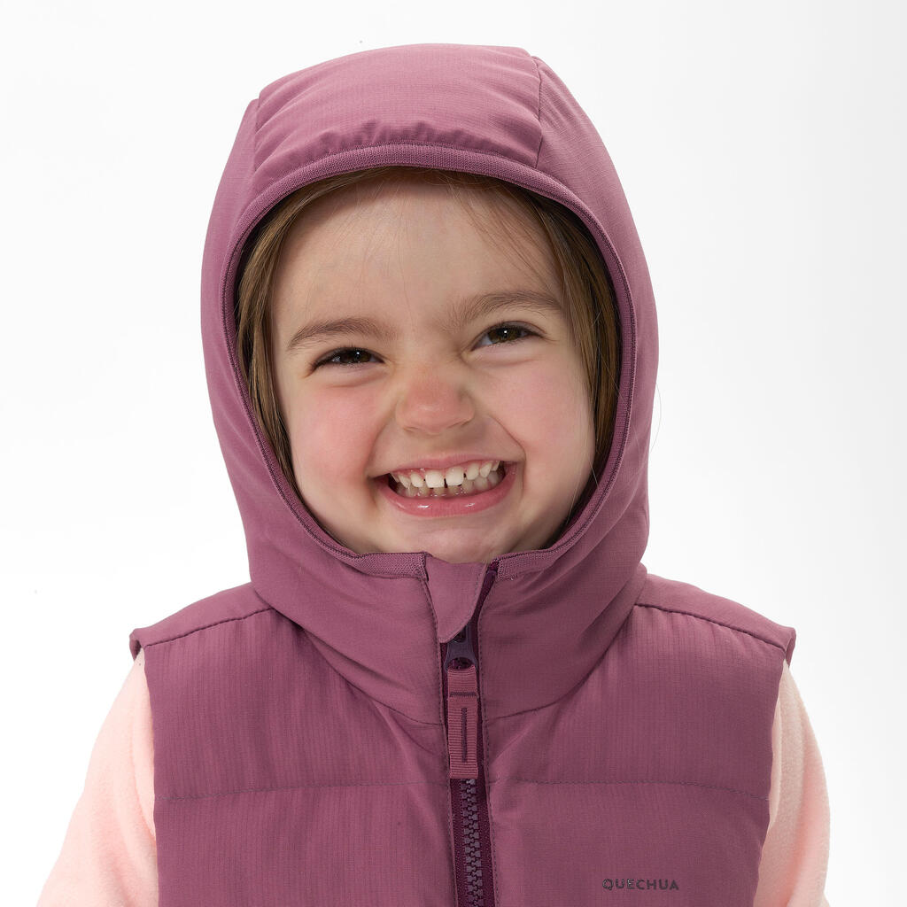 Bērnu (2-6 g.) polsterēta pārgājienu veste, violeta