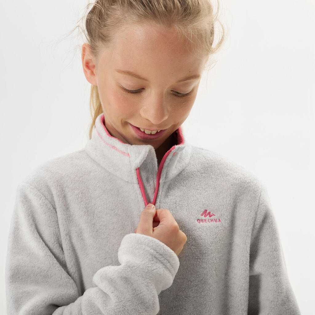 Girl’s Hiking Fleece - MH100  Aged 7-15 - Dark Pink