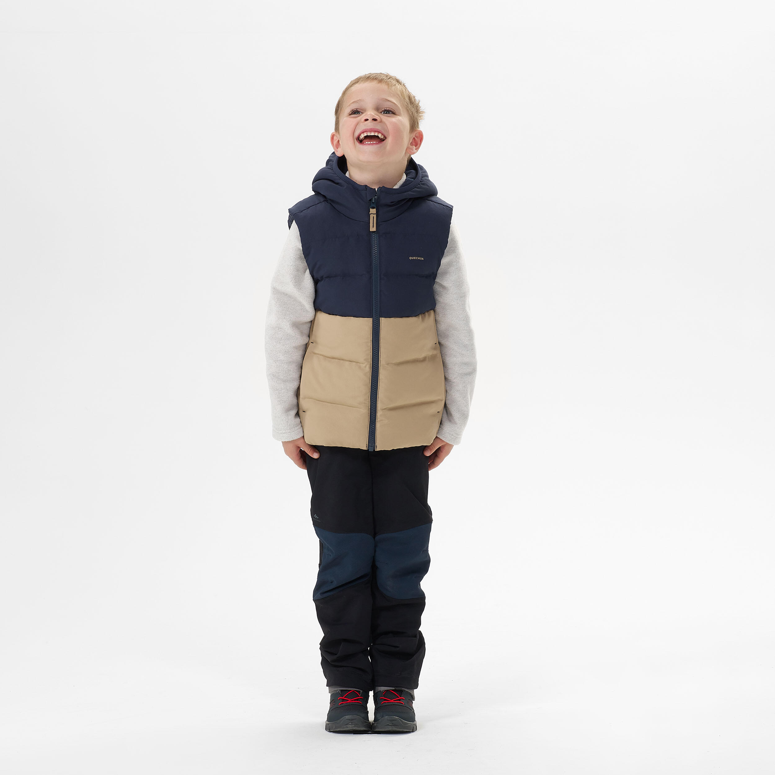 Kids’ Padded Hiking Gilet - Aged 2-6 - Beige and Blue 10/11