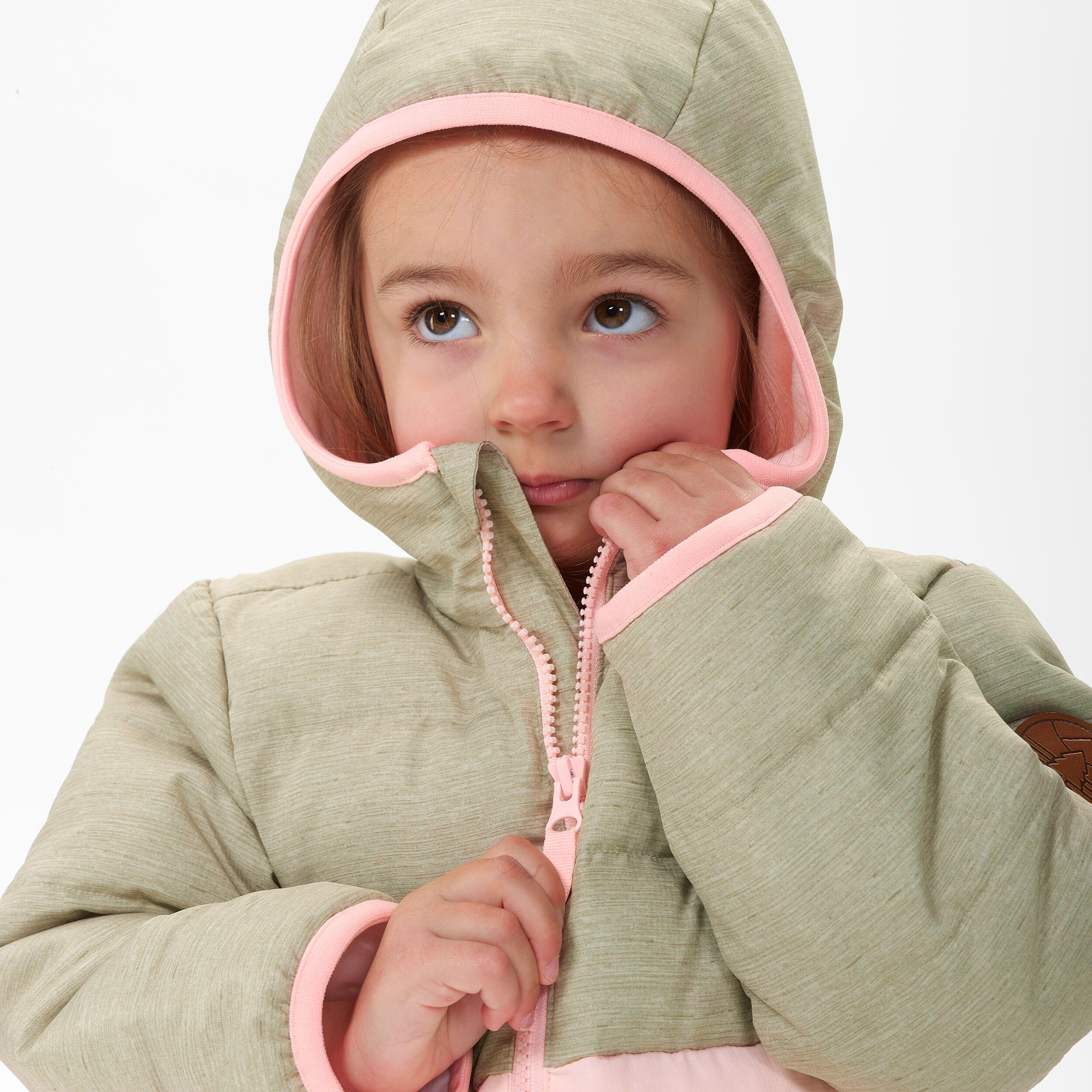 Gewatteerde wandeljas voor kinderen 2-6 jaar roze/beige 4/5