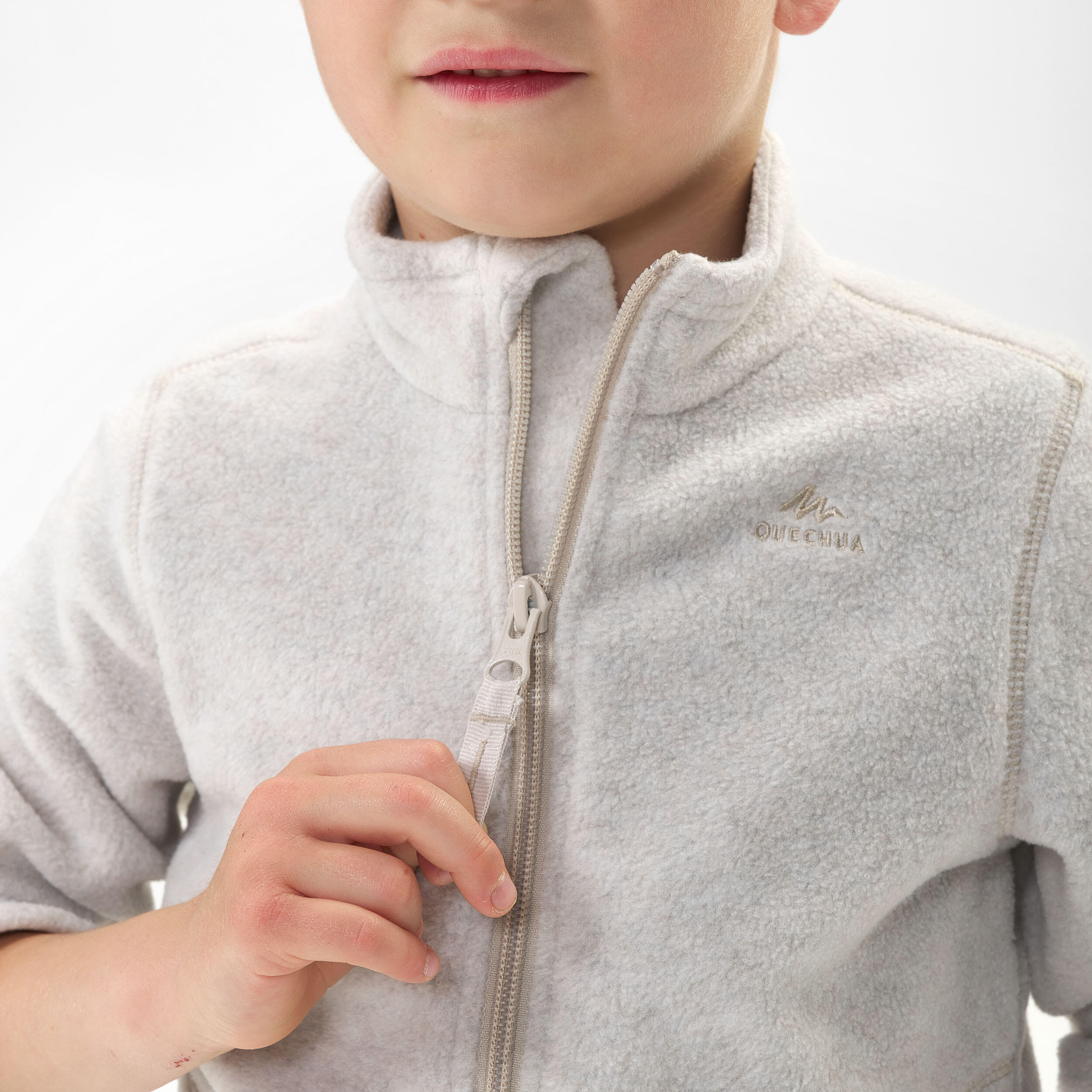 Kids’ Hiking Fleece Jacket MH100 - 2-6 years - Zip - Beige