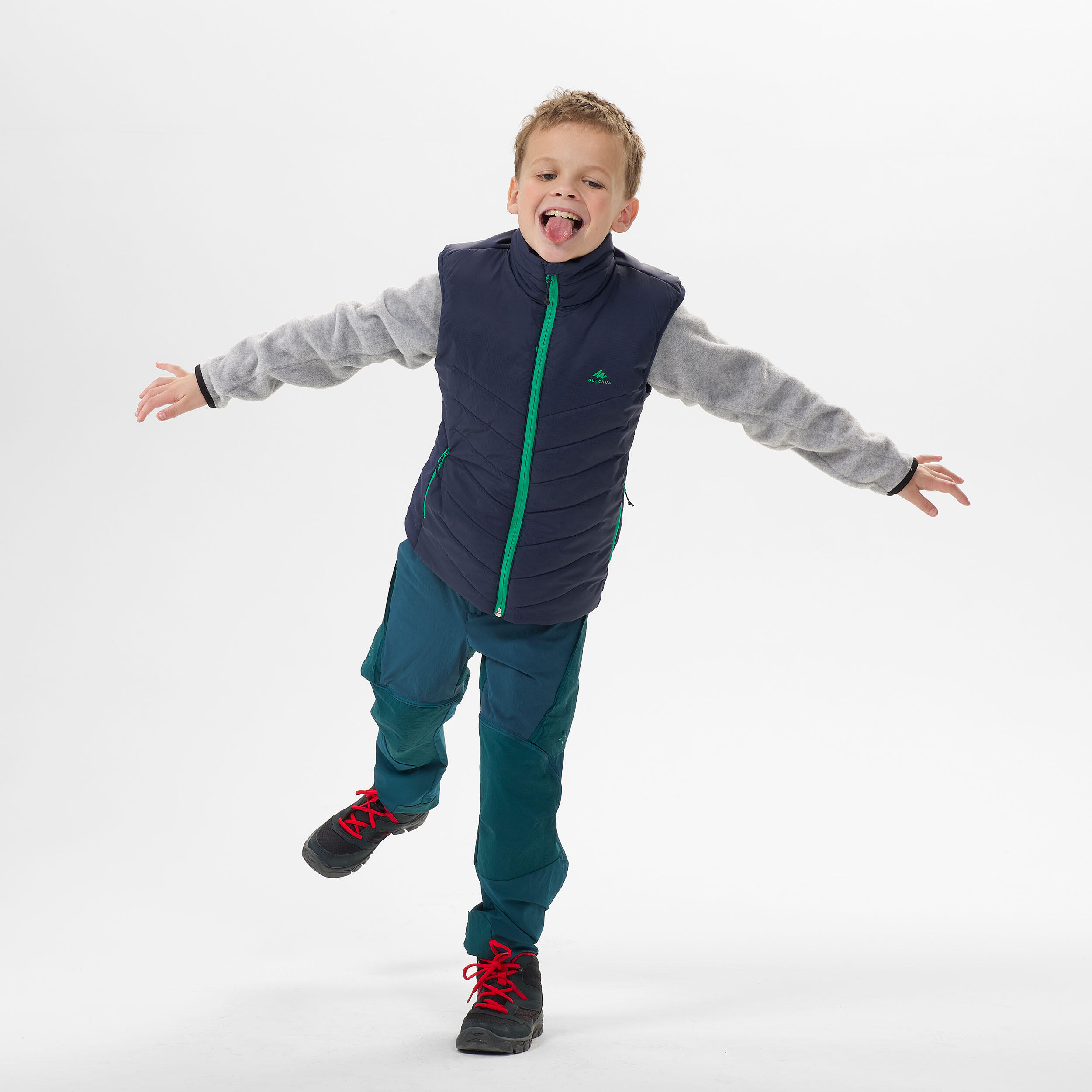 KIDS’ PADDED HIKING GILET - HYBRID AGED 7-15 - BLUE 2/7
