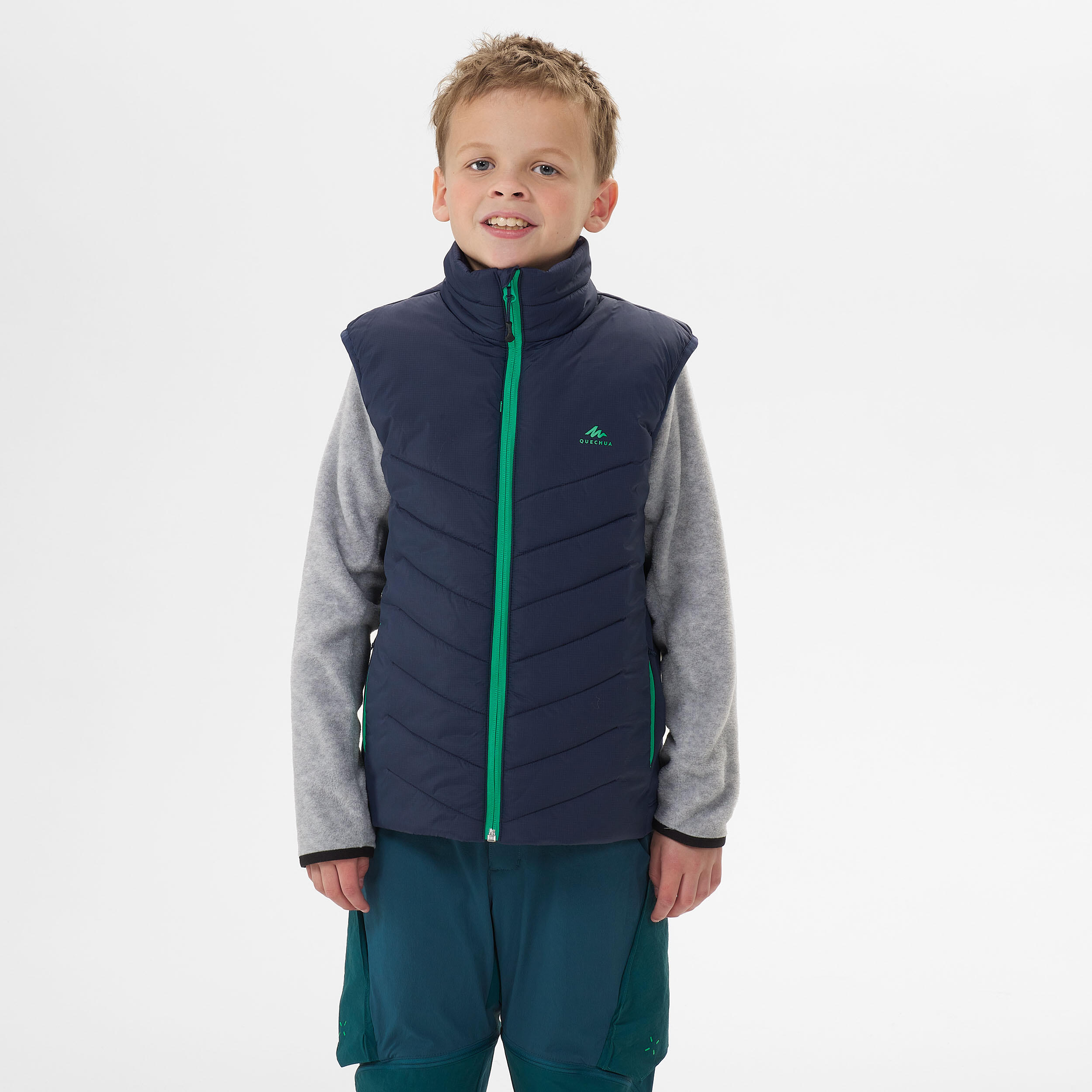 KIDS’ PADDED HIKING GILET - HYBRID AGED 7-15 - BLUE 3/7