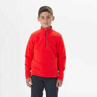 Kids’ hiking fleece jacket MH100 Half Zip - 7-15 years - Red