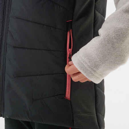 KIDS’ PADDED HIKING GILET - HYBRID AGED 7-15 - DARK GREY