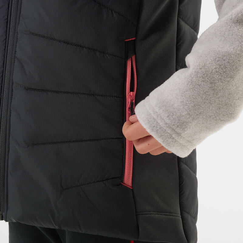 Gewatteerde hybride wandelbodywarmer voor kinderen donkergrijs 7-15 jaar