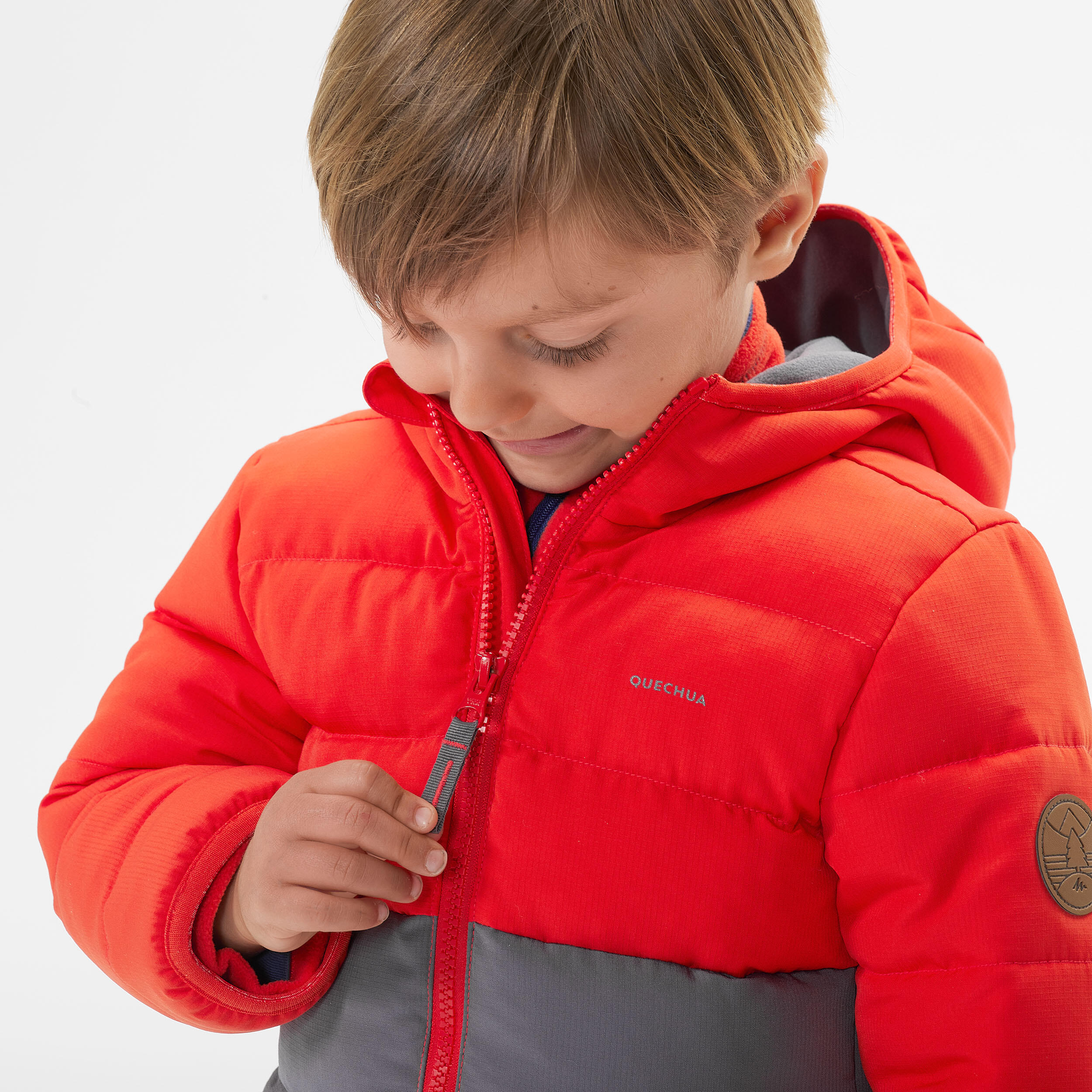 Kids’ Hiking Padded Jacket - Aged 2-6 - Orange and Grey 6/8