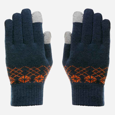 KIDS’ TOUCHSCREEN COMPATIBLE HIKING GLOVES - SH100 KNITTED - AGED 4-14 YEARS