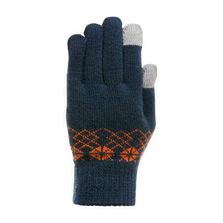 KIDS’ TOUCHSCREEN COMPATIBLE HIKING GLOVES - SH100 KNITTED - AGED 4-14 YEARS