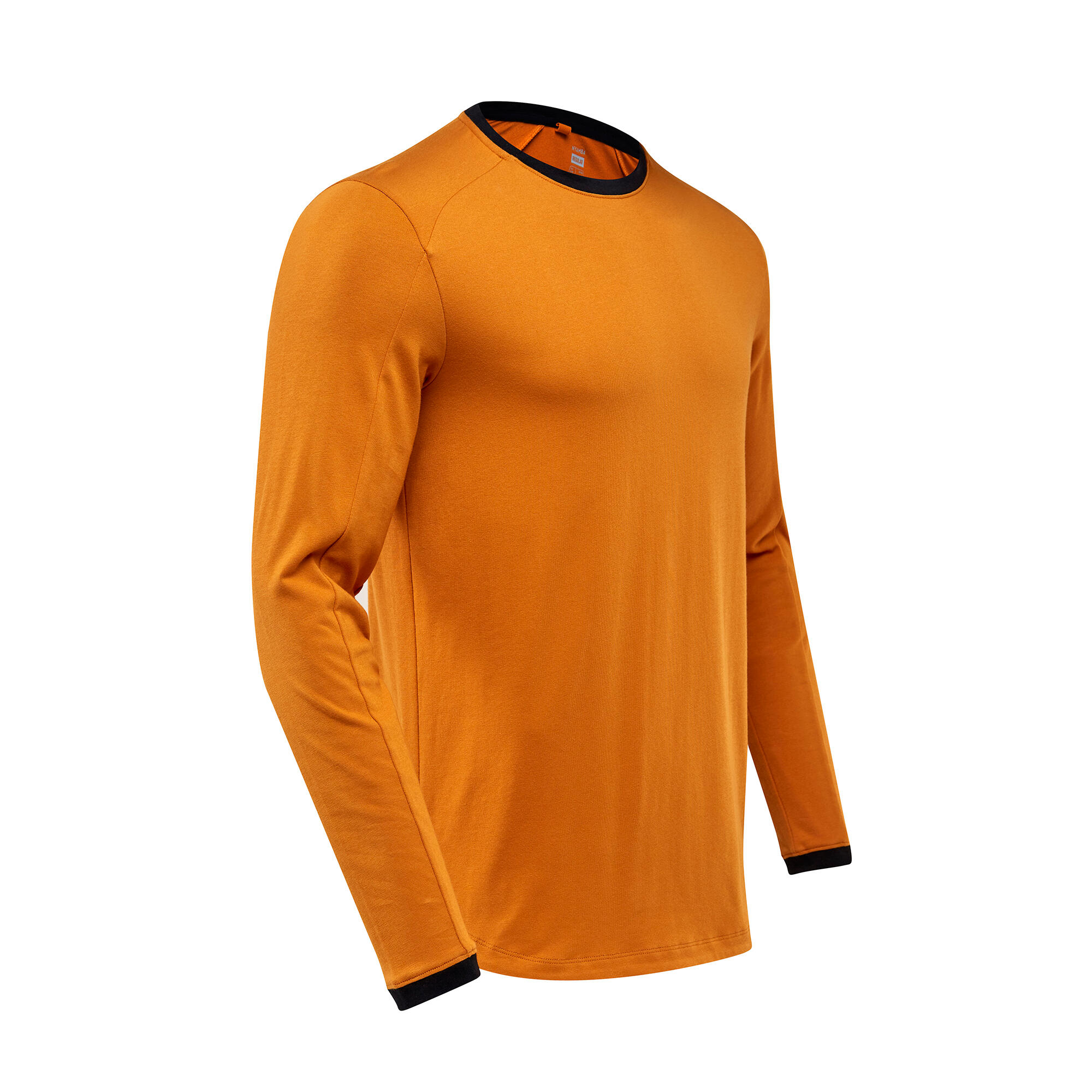 Men's Long-Sleeved Crew Neck Slim-Fit Stretchy Cotton T-Shirt 520 - Ochre 28/28