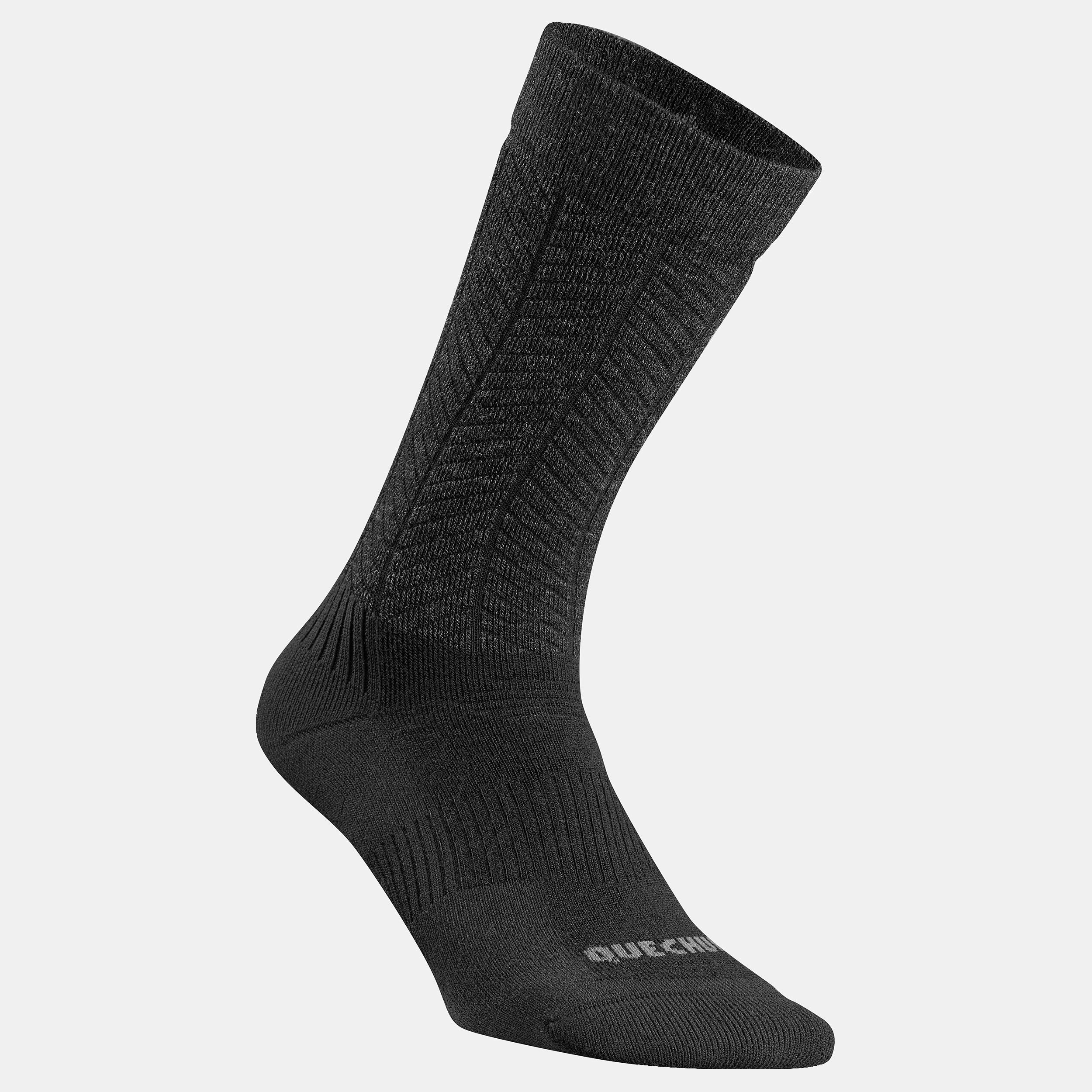 2 paires de chaussettes de randonnée en laine merinos - SH 500 noir - QUECHUA