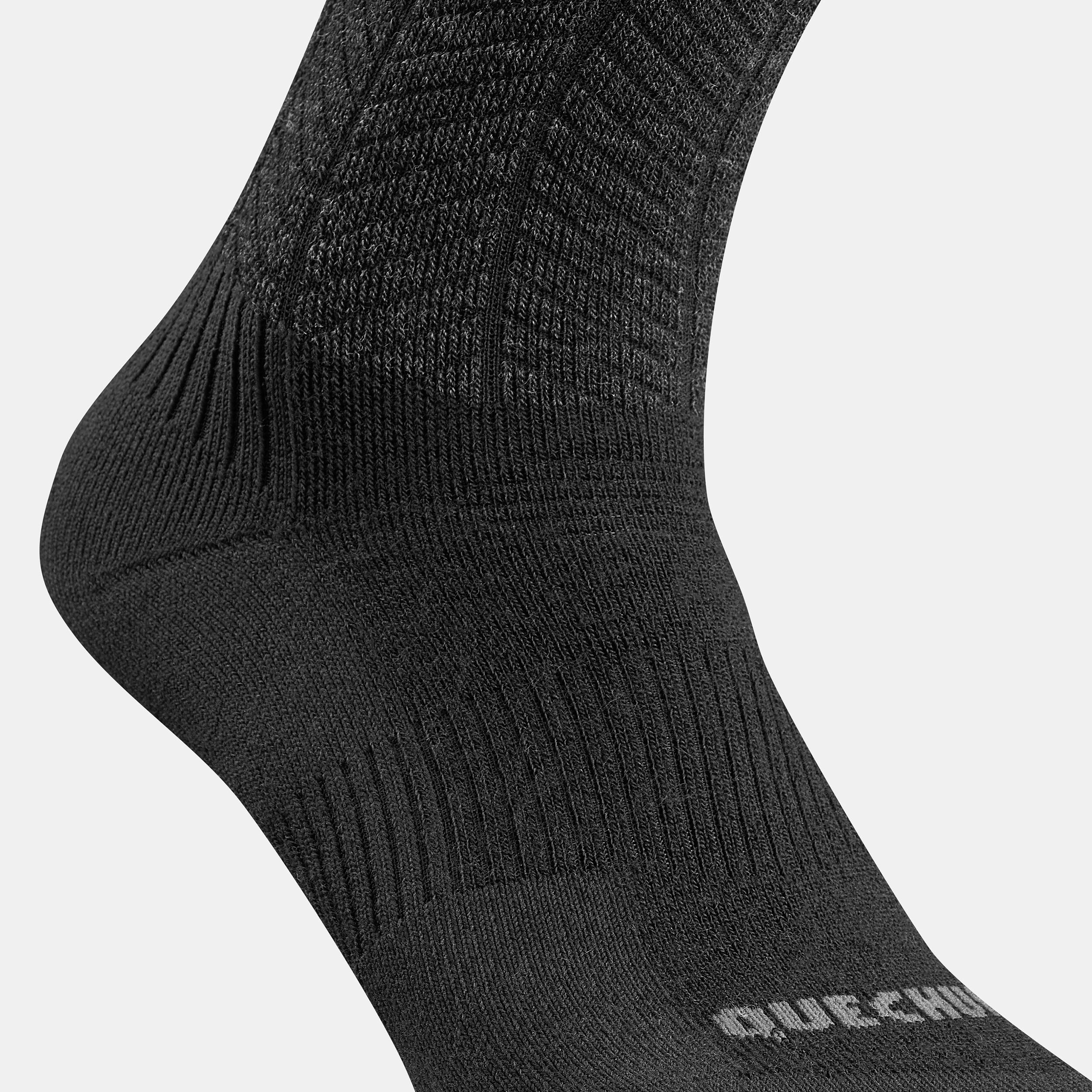 2 paires de chaussettes de randonnée en laine merinos - SH 500 noir - QUECHUA