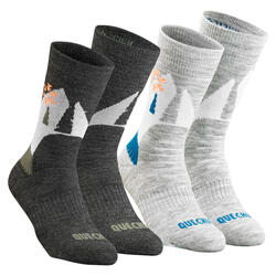Calcetines térmicos de montaña y nieve 2 pares niños quechua sh100 warm