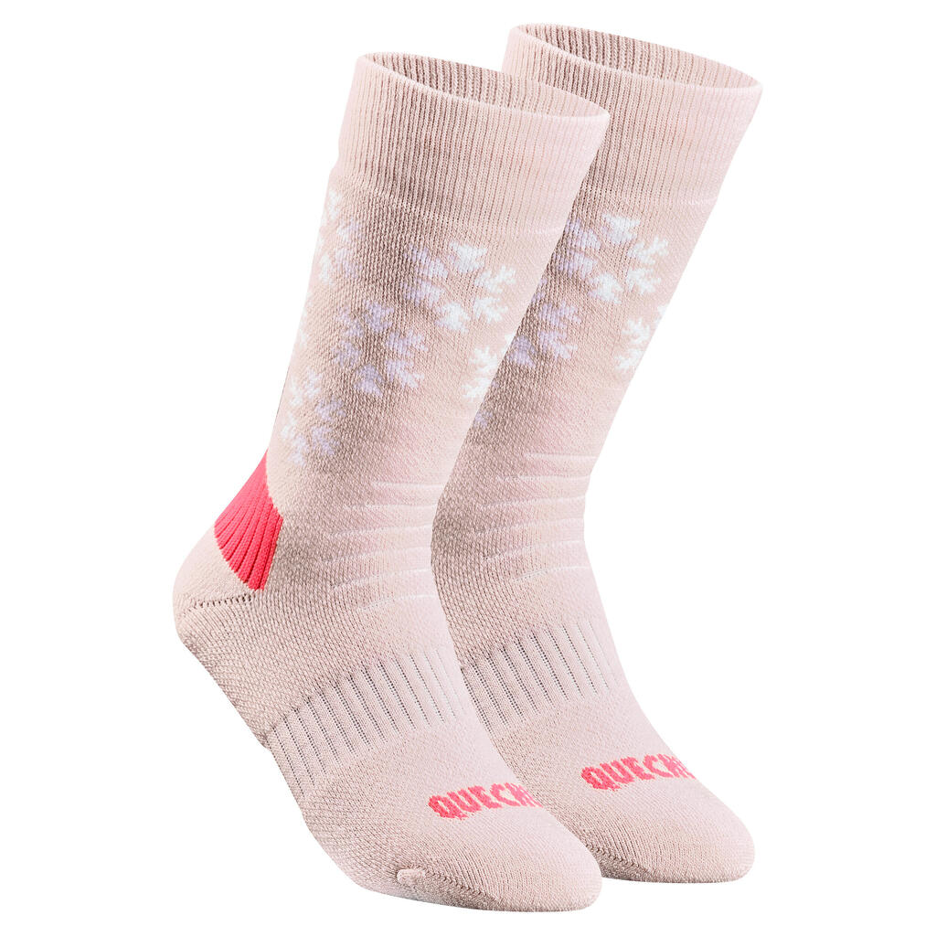 Kids’ Warm Hiking Socks SH100 Mid 2 Pairs