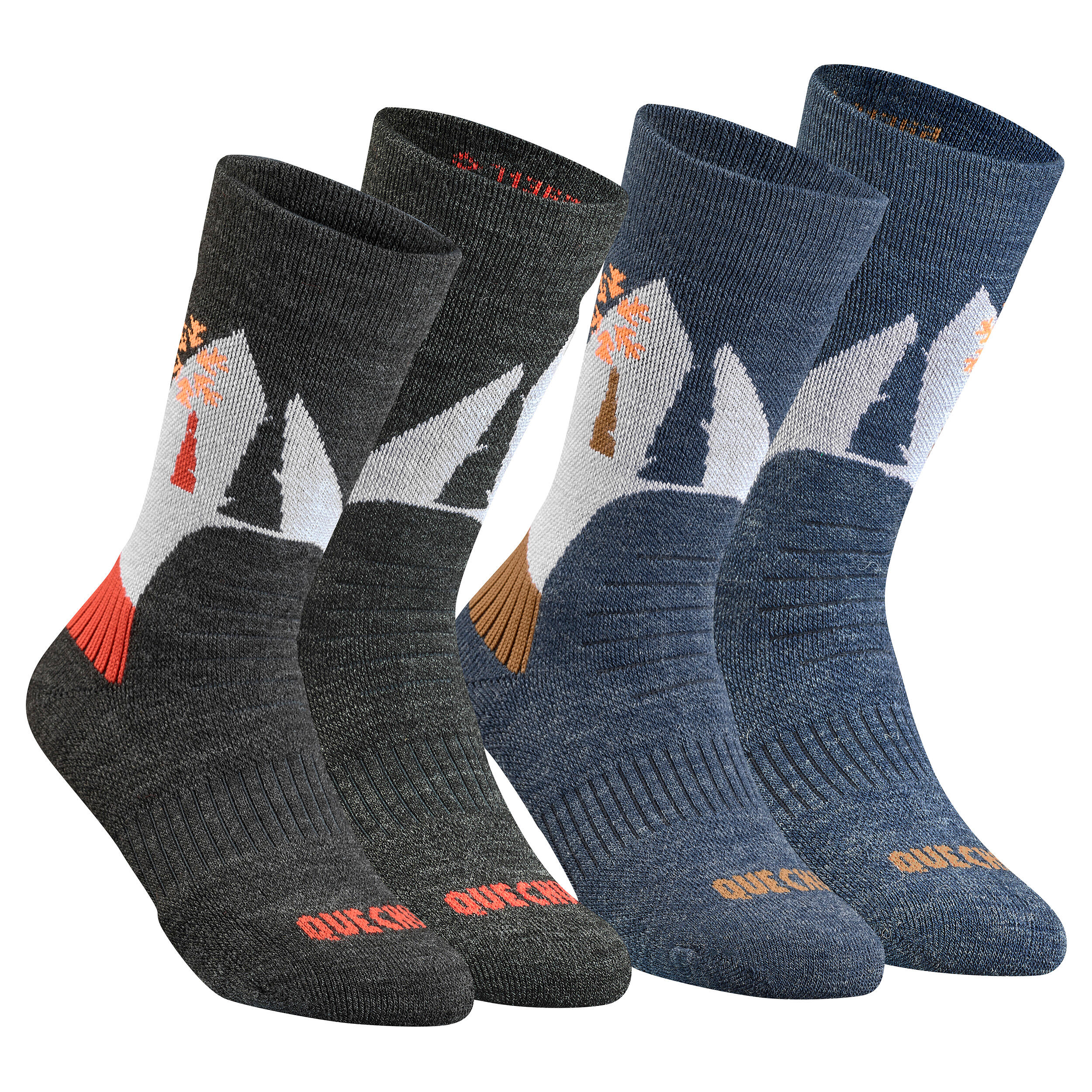 QUECHUA Children's warm hiking socks - SH100 WARM MID - x2 pairs