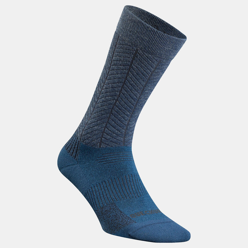 Wandersocken Damen/Herren halbhoch warm 2er-Pack - SH500 blau