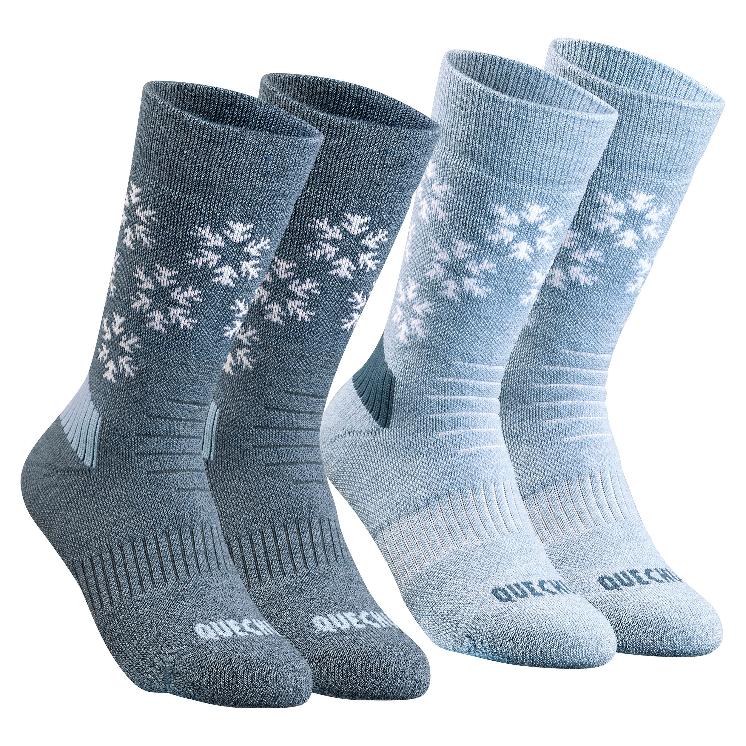 QUECHUA Children's warm hiking socks - SH100 WARM MID - x2 pairs