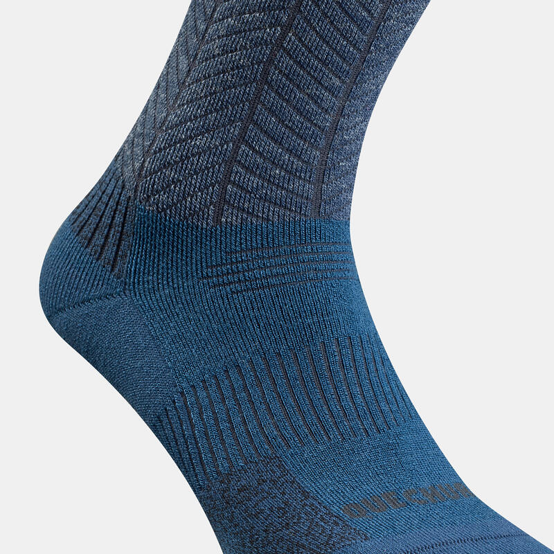 Wandersocken Damen/Herren halbhoch warm 2er-Pack - SH500 blau