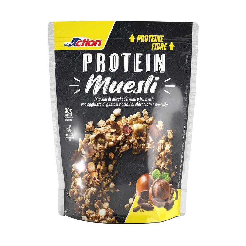 Muesli proteico Proaction gusto nocciola cioccolato 30g di proteine su 100g