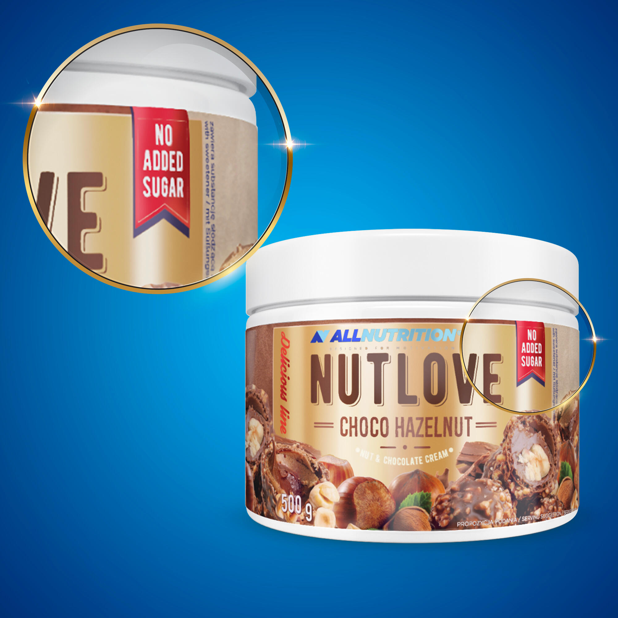 Krem do smarowania ALLNUTRITION NUTLOVE 500G CHOCO HAZELNUT 2/3
