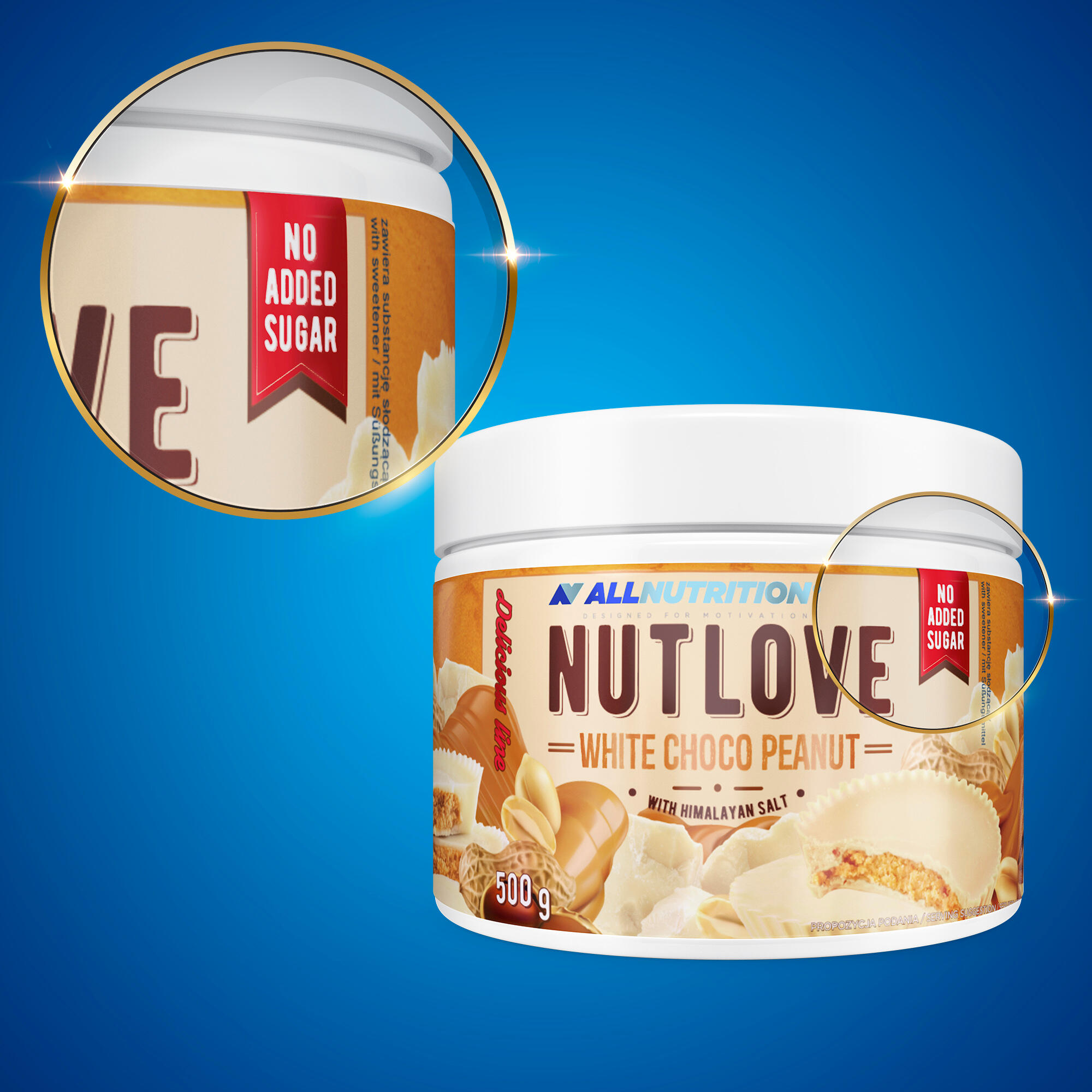Krem do smarowania ALLNUTRITION NUTLOVE 500G WHITE CHOCO PEANUT 2/3