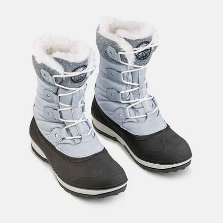 Schneestiefel Winterwandern SH500 X-Warm wasserdicht Schnürung hoch Damen grau