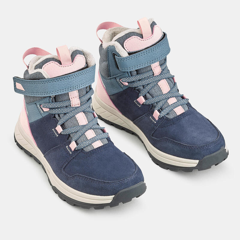 Warme waterdichte wandelschoenen voor kinderen met klittenband - SH500 - roze