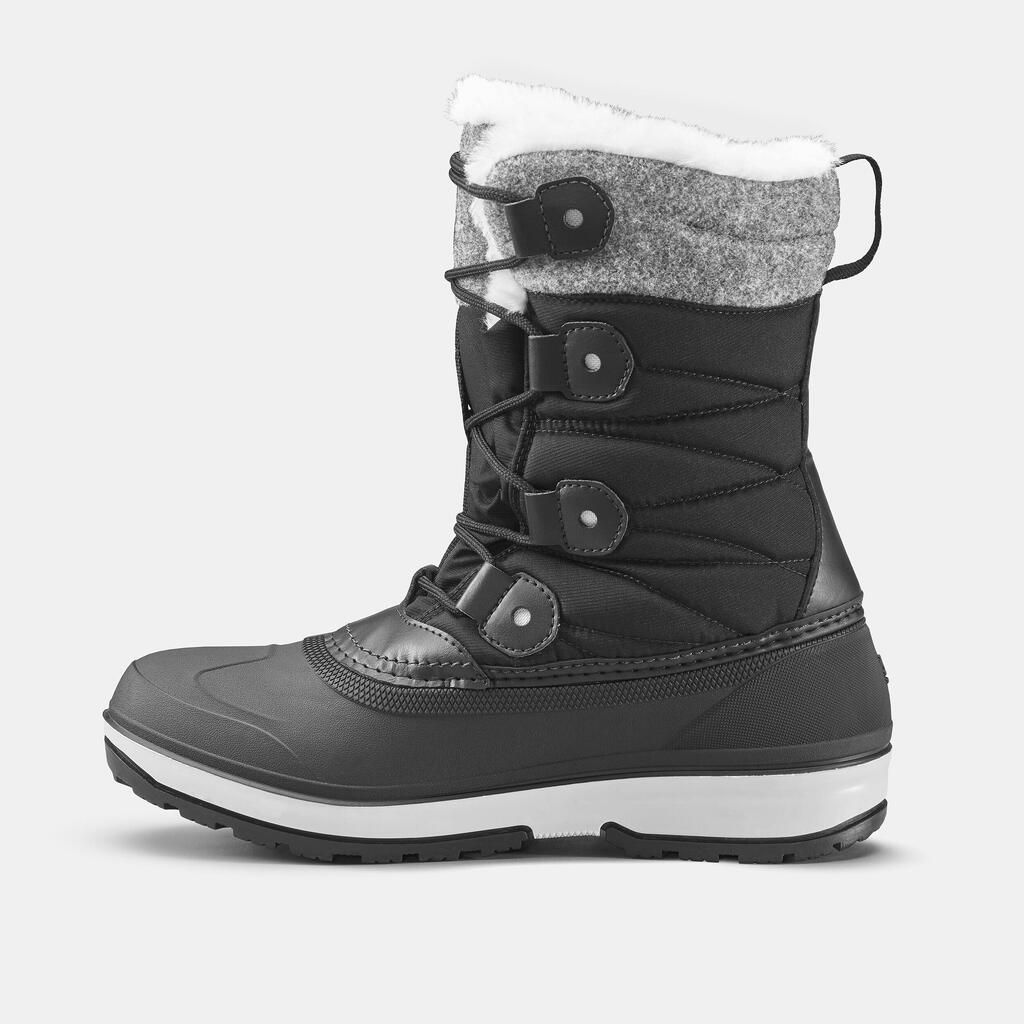 Botas de nieve cálidas impermeables caña alta para mujer SH500 Negro