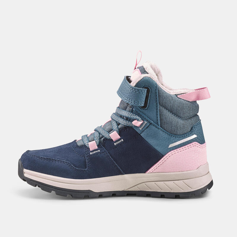 Scarpe calde trekking bambina SH500 CUOIO strap blu e rosa | dal 24 al 34 