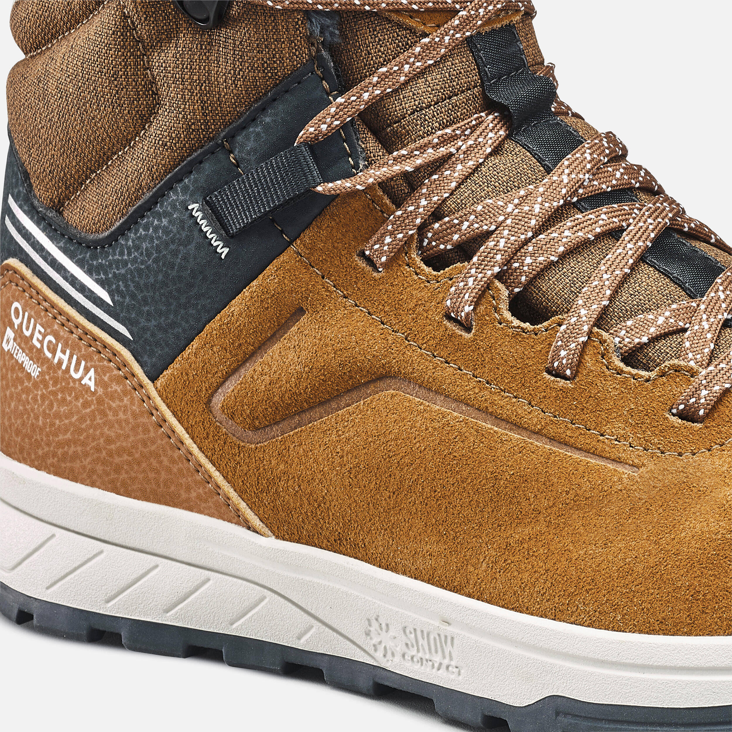 Waterproof winter hiking boots, UK JR sizes 2.5-5, SH500 laced Brown -  4