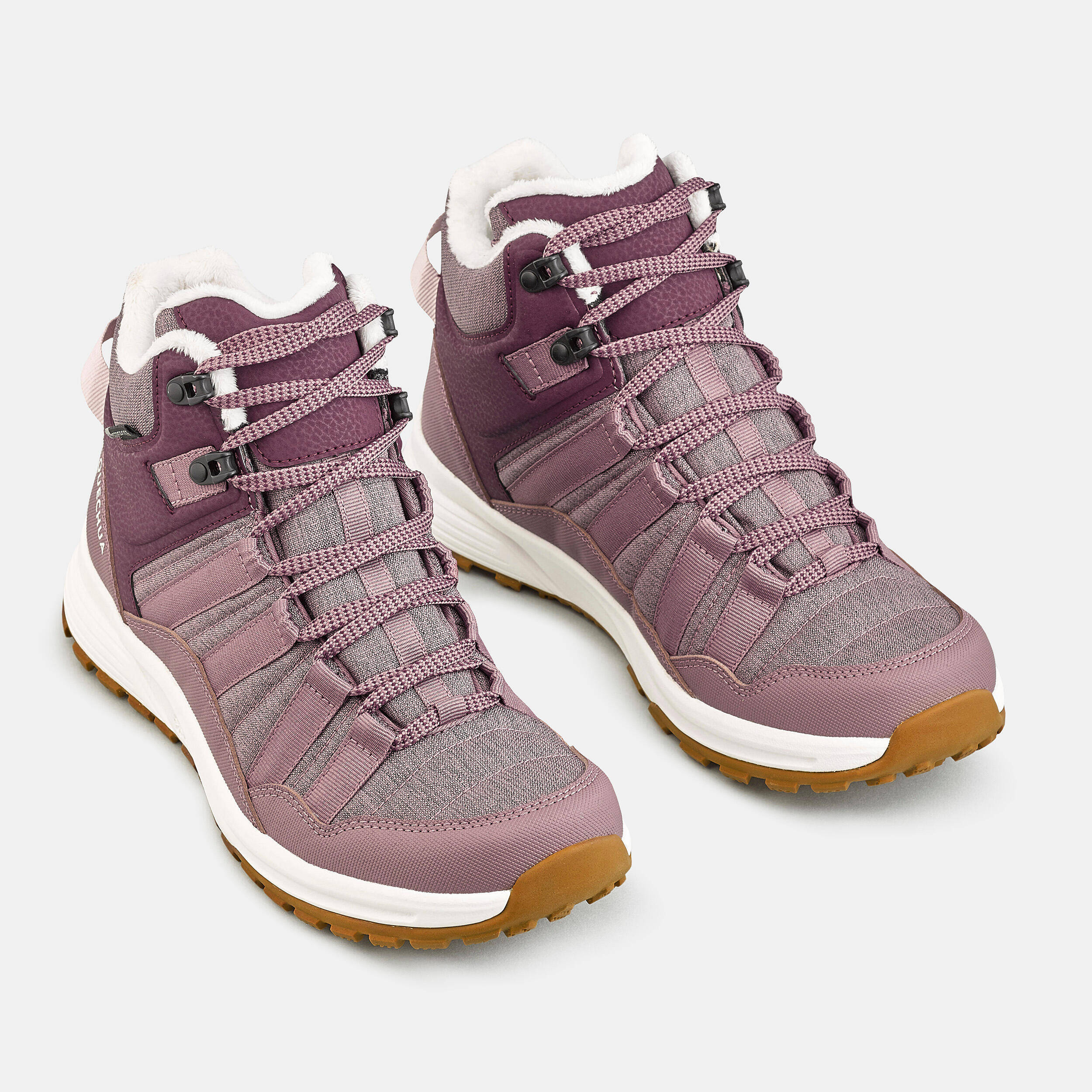 Women's Warm and Waterproof Hiking Boots NH500 Mid - Burgundy -  1