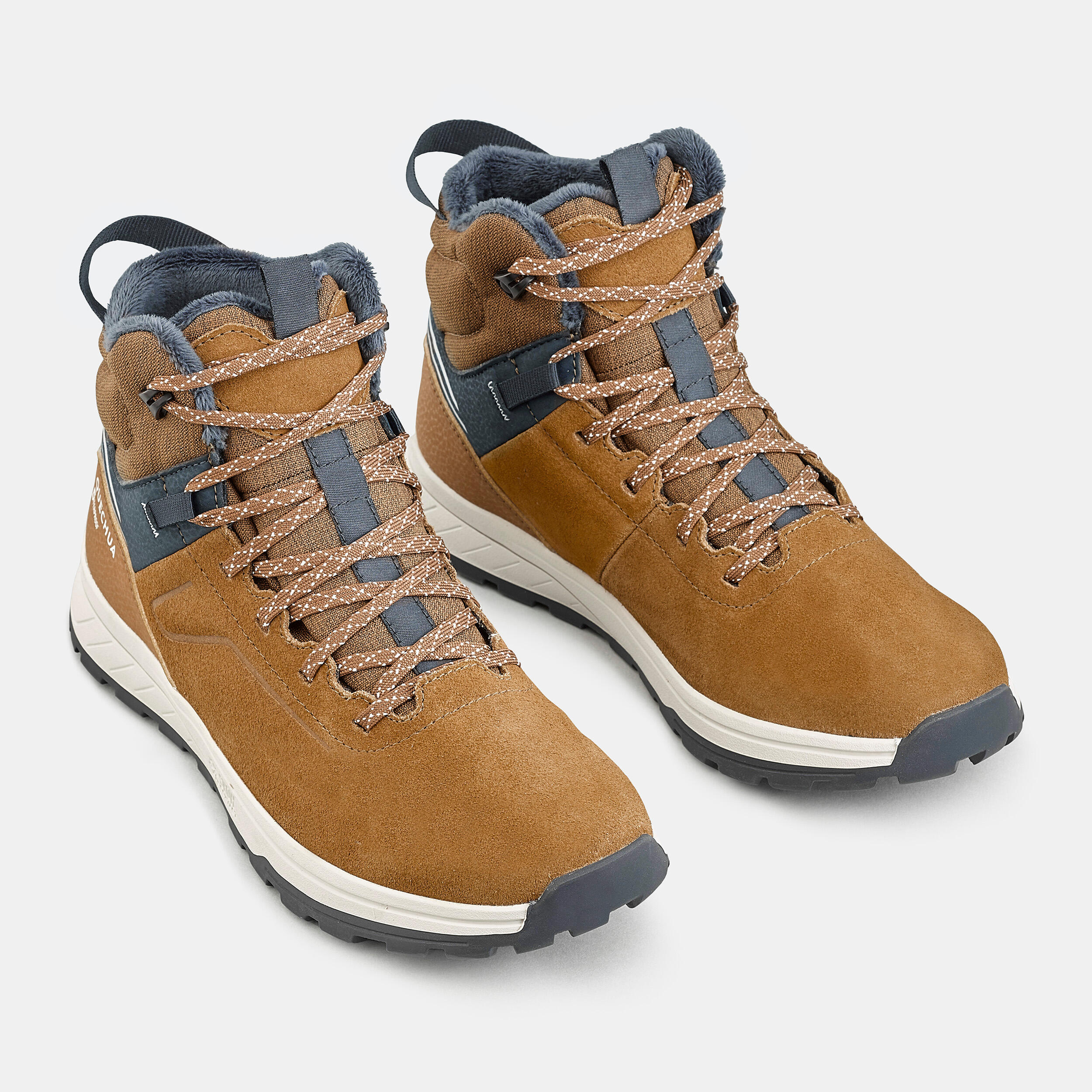 Waterproof winter hiking boots, UK JR sizes 2.5-5, SH500 laced Brown