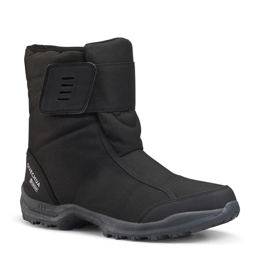 Schneestiefel Herren warm wasserdicht Klettverschluss Winterwandern - SH100 schwarz