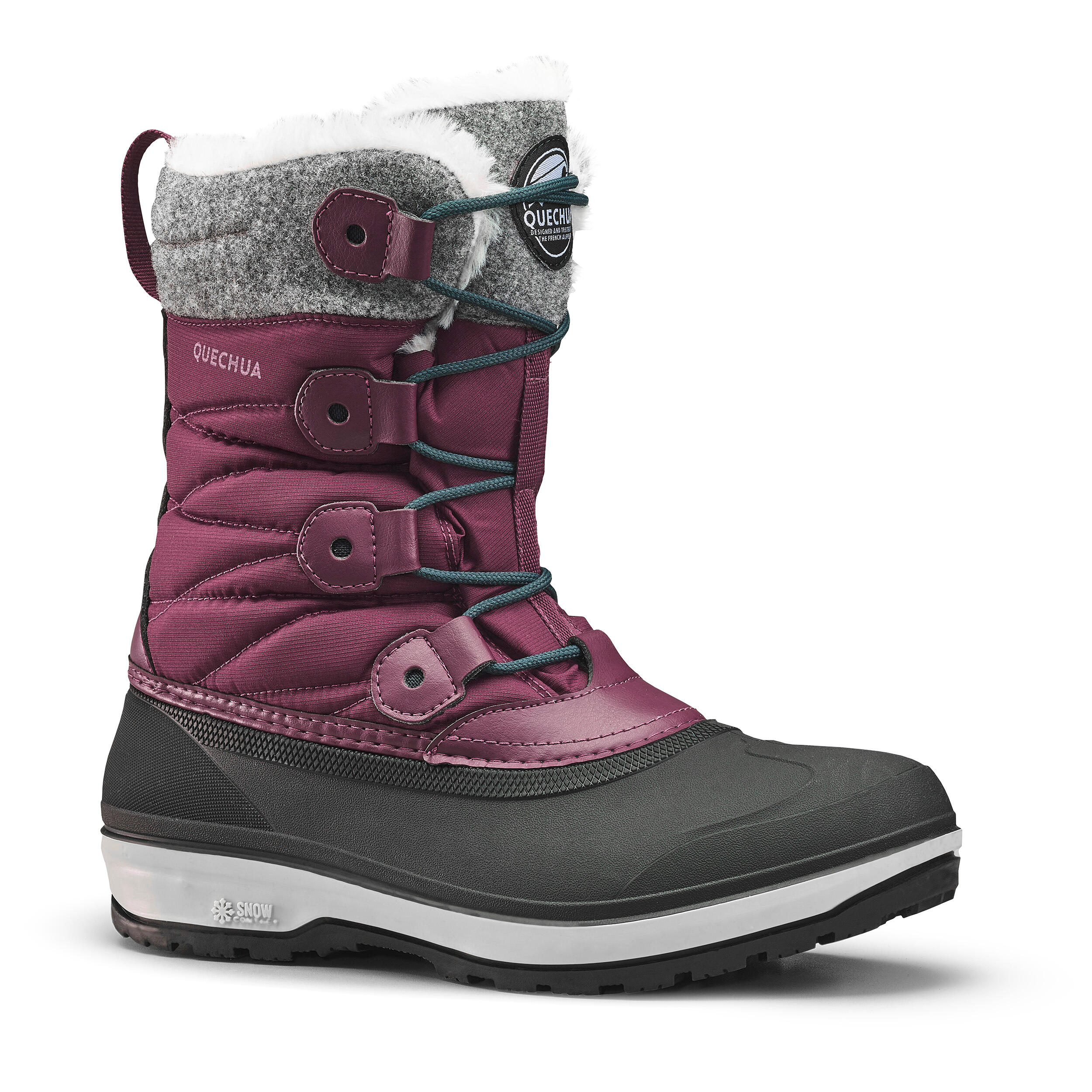 Cizme impermeabile călduroase iarnă/ drumeţie pe zăpadă SH500 X-WARM Bordo Damă