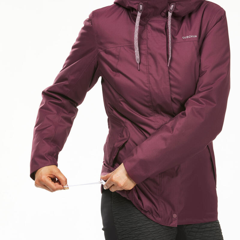 Winterjacke Damen bis -10 °C wasserdicht Winterwandern - SH500 bordeux