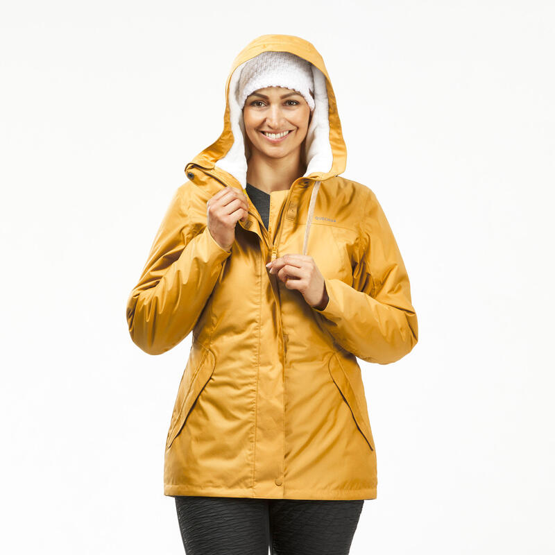 Abrigo de montaña y nieve impermeable Mujer Quechua SH100 X-Warm amarillo