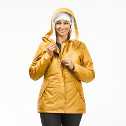 Abrigo de montaña y nieve impermeable mujer quechua sh100 x-warm amarillo