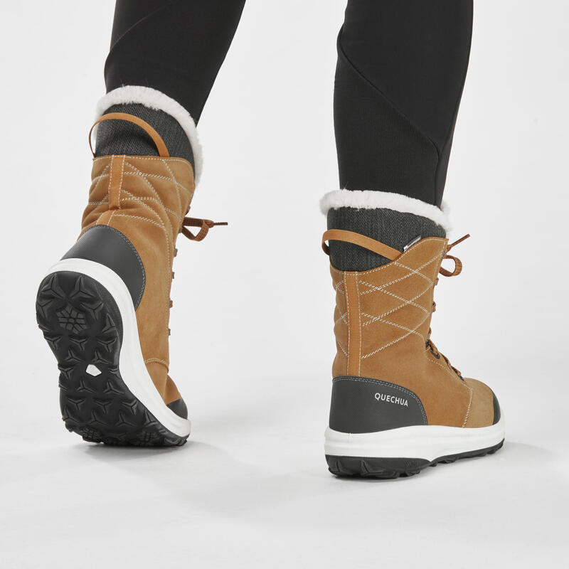 Chaussures en cuir chaudes et imperméables de randonnée - SH500 U-WARM - Femme