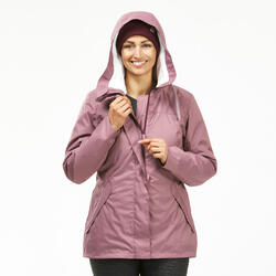 Abrigo de montaña y nieve impermeable mujer quechua sh100 x-warm rosa