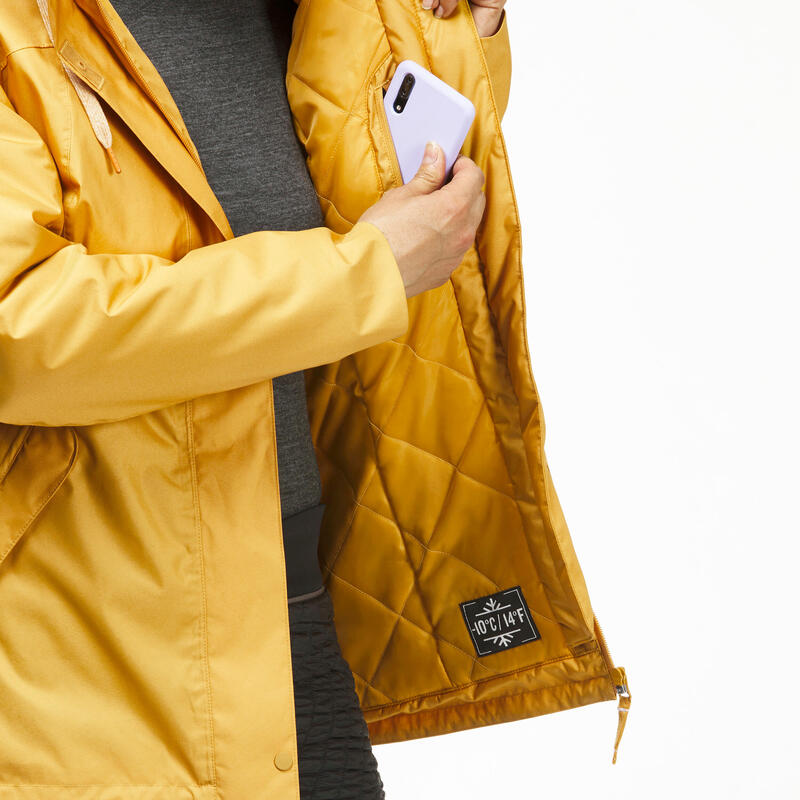 Winterjacke Damen bis -10 °C wasserdicht Winterwandern - SH500 gelb