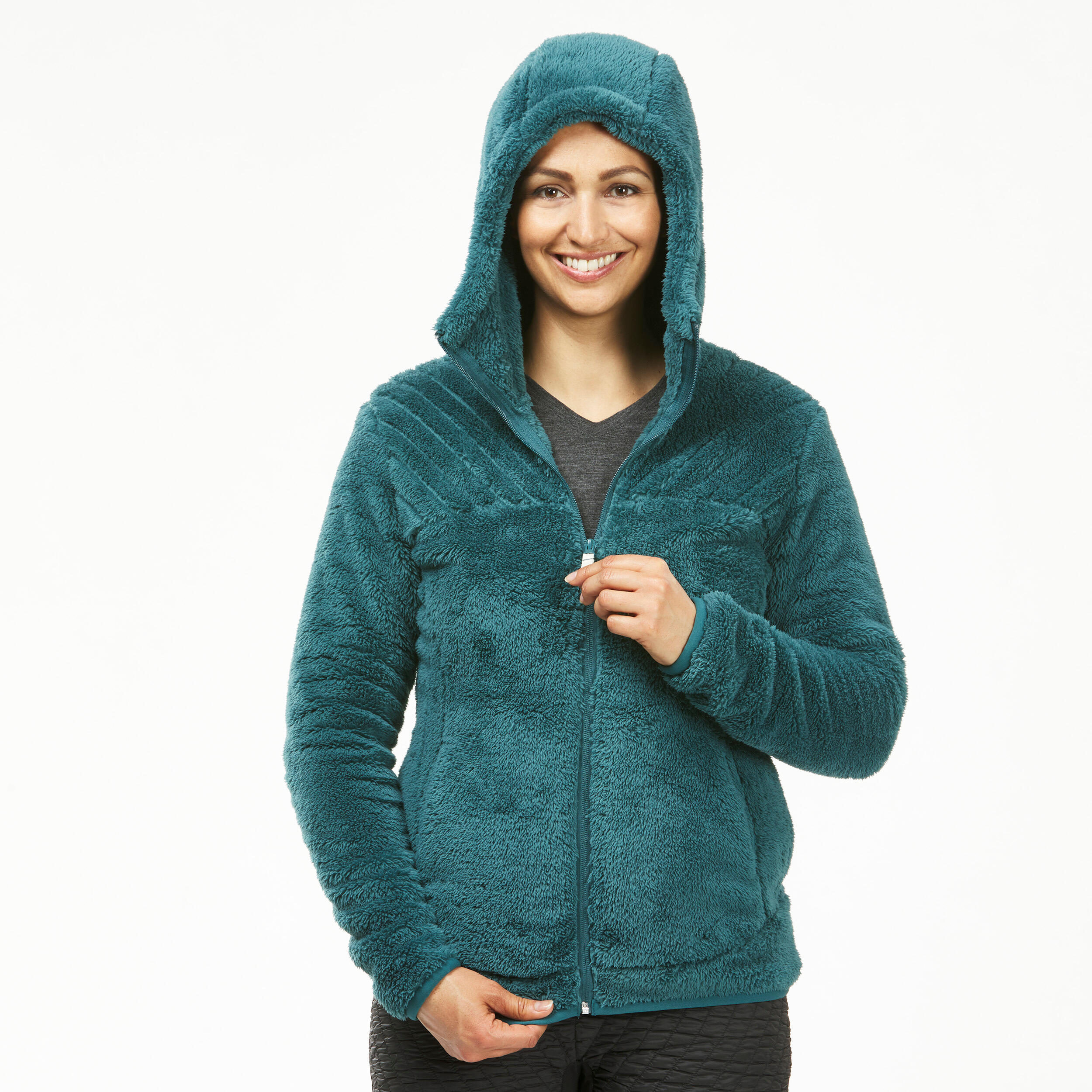 QUECHUA Women's Warm Fleece Hiking Jacket - SH100 ULTRA-WARM